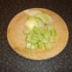 Onion and celery prepared for soup pot