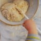 Mixing the dough.