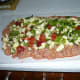 Add vegetables to the top of meat mixture