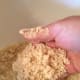 When the crust mix comes together into pea size lumps, you are ready for the next step.