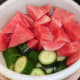Chopped cucumber and peeled and chopped watermelon