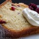 Served with cream and fresh berries.