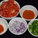 Chopped vegetables and spices.
