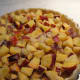 diced peaches mixed with flour and sugar