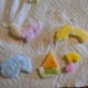 The under side of the candies.