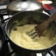 Once cooked, the pie filling has become a custard.