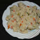 The completed semolina bean upma.