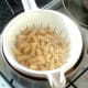 Drained fusilli pasta