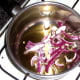 Onion and garlic are sauteed in olive oil