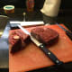 Cutting up the lamb.
