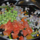 Mix the ingredients in the pan.