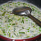 Step two: Add milk. Bring the mix to a gentle boil. Turn off the heat.