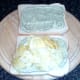 Mint sauce and houmous spread bread with salt and vinegar crisps
