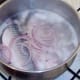 Heat is turned off when poaching liquid starts to simmer