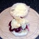 Salt and vinegar crisps are laid on top of beetroot