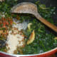 Step four: Add red chili powder, dry mango powder, sugar, and salt. Mix well. Stir-cook the mix for a minute.