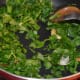Step two: Throw in the chopped fenugreek leaves. Saute for 3 to 4 minutes.