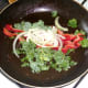 Onion, pepper and kale for sauteeing