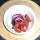 Side salad ingredients are combined