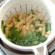 kale and pasta are drained