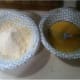 Left: Fryin' Magic powder for coating. Right: Beaten eggs for coating.