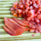 Slice the tomatoes into 5mm (1/4 inch) slices and then dice.