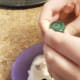 Put vanilla frosting in a bowl and add a few drops of green food coloring. Mix well.