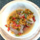 Baked and rested chicken thighs and bell peppers