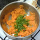 Chopped coriander is added to the mashed sweet potatoes