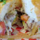 Fajita sandwich. Look at that ooey gooey goodness emanating from that ciabatta roll!