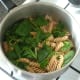 Part wilted spinach in pasta