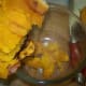 Separate the pumpkin flesh from the skin.