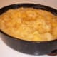 Spaghetti squash already baked and with the rind and seeds removed.