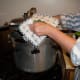 Allow the pressure canner to come back to zero lbs. pressure naturally. Remove the weight, then carefully open the lid...