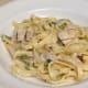 Fettuccine with grilled chicken and asparagus