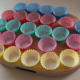 Patty pans (baking cups) laid out and ready to be filled with the Chocolate Crackle mixture.