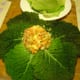 Place the stuffing in the leaves.