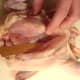 Scraping along the breastbone.