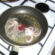 Squid tentacles are fried in butter