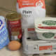 The ingredients for sweet bread buns.