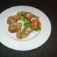 Chunky chicken liver pate served on hot toast with simple salad.