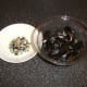 Barnacles and beards removed from fresh mussels