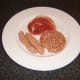 Pork burger, bacon and pork link sausages