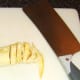 Duck egg omelette is rolled and sliced
