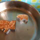 We used molds to make different shaped pancakes, like this mitten and pig.