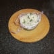 Herb rice is packed in to plastic film lined bowl