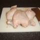 Backbone is firstly removed from the chicken