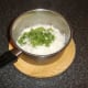 Coriander/cilantro and garlic are stirred through the rice