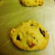 Close-up of applesauce cookie still on baking sheet after being baked and prior to being moved to wire rack to cool