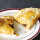 Pasty is halved for service